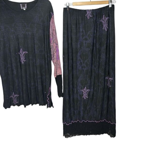 JG’S Mad Lab Two Piece Maxi Skirt And Top Art To Wear Lagenlook Set. Size Medium - Picture 3 of 14